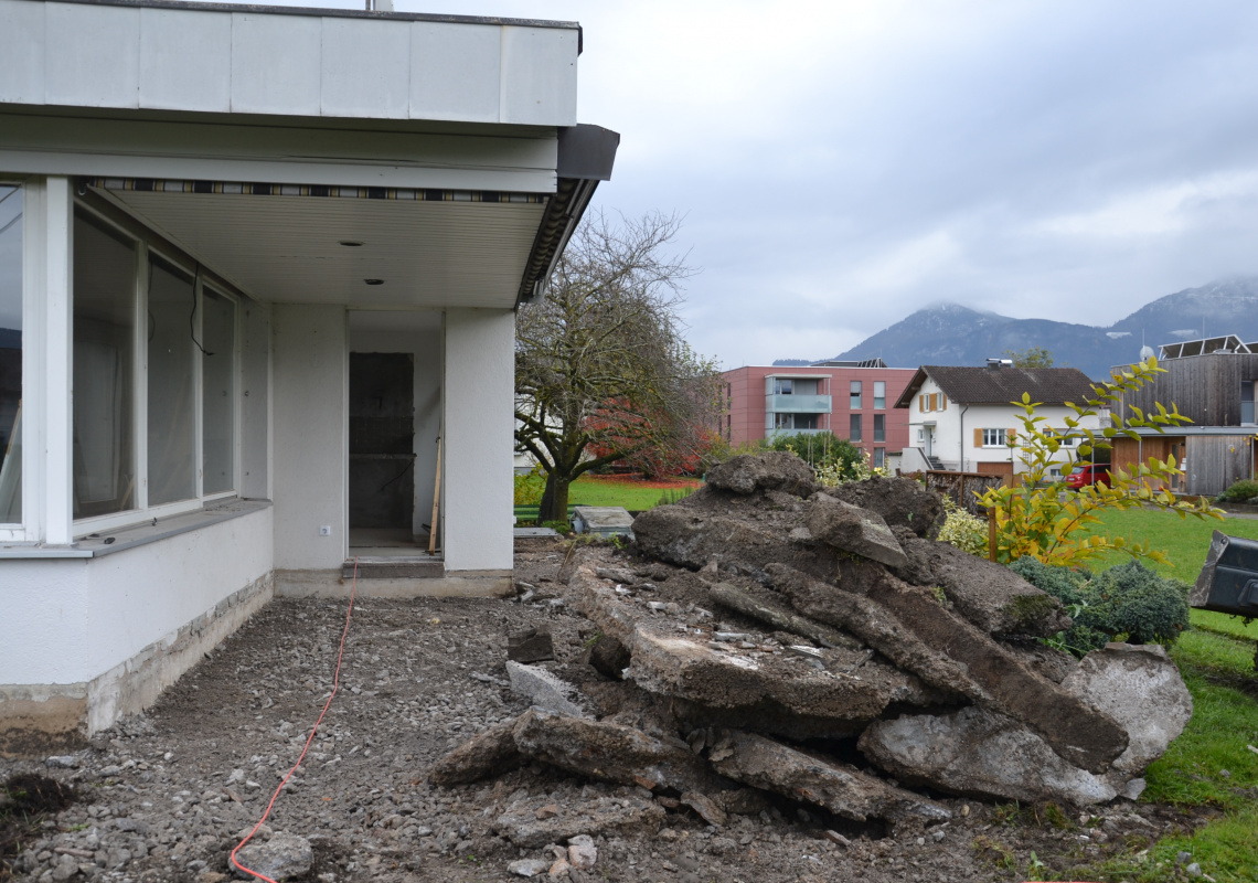 die Terrasse wird abgebrochen