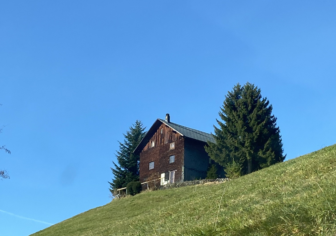 Sicht auf's alte Haus vom Hang unterhalb